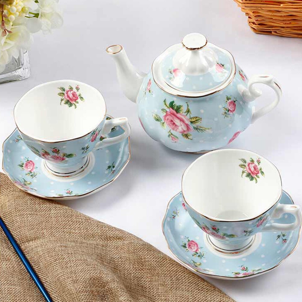 tBone China Coffee Cup Sets Colorful Flower Ceramic Tea Cups And Saucers British Office Teacup Porcelain Nice Gif