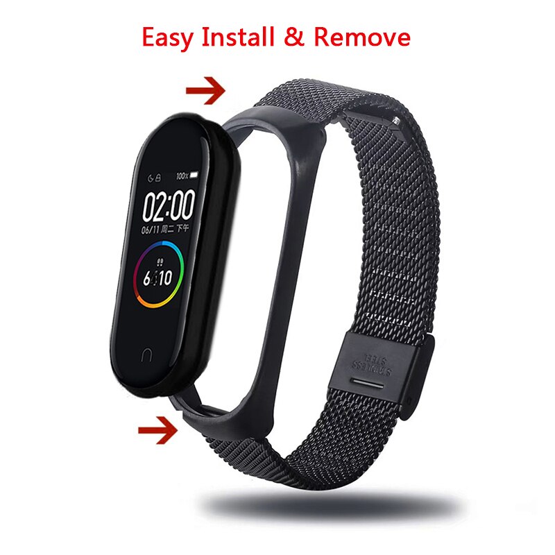 Mi band 4 Correa Metal acero inoxidable para Xiaomi mi Band 4 Correa pulsera mi band 4 accesorios correa de repuesto para reloj