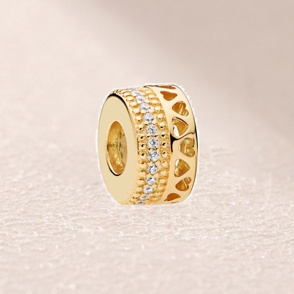 767415CZ Glans Harten Van Spacer Charm
