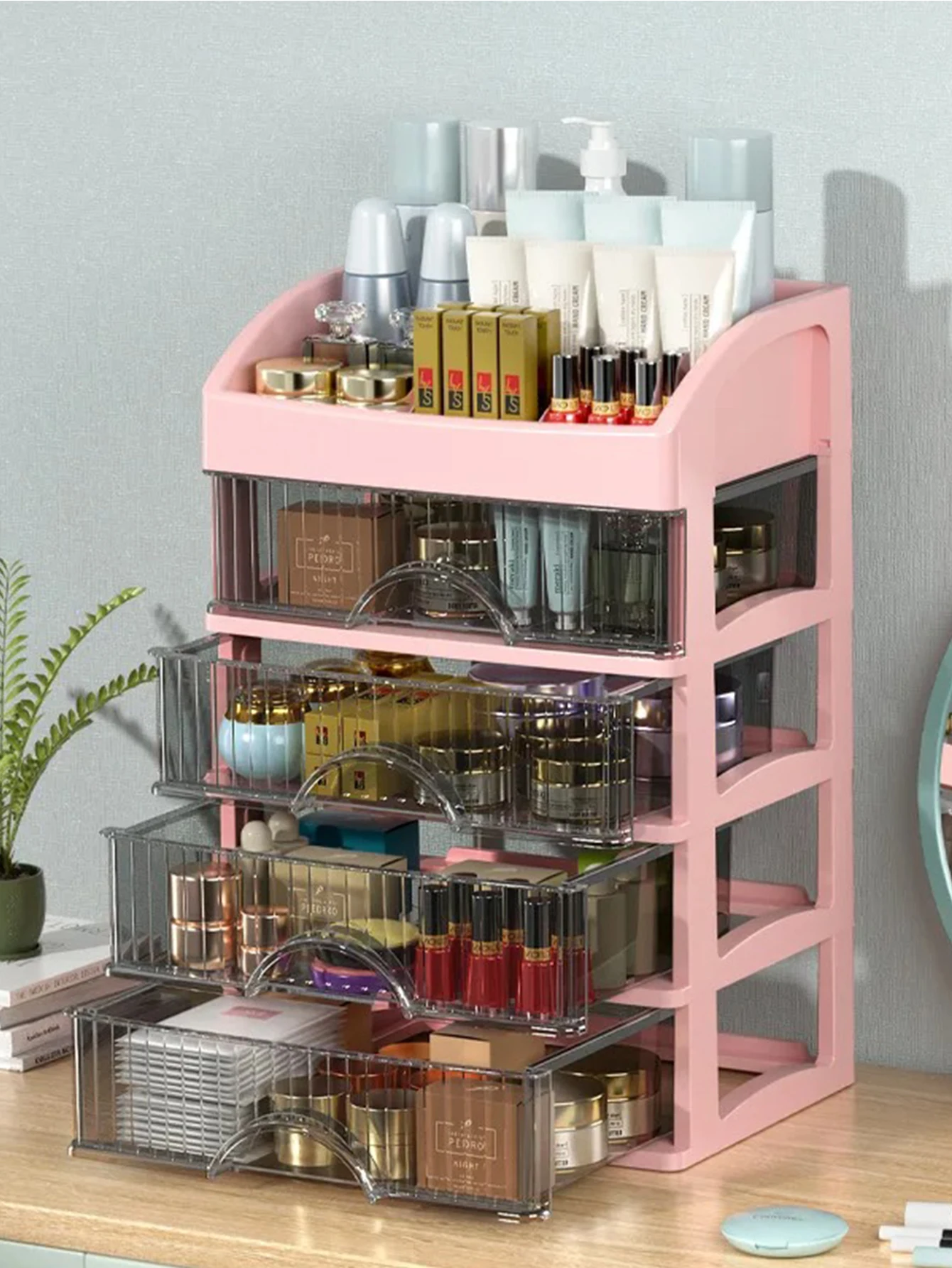 Nagellack läppstift hudvård parfymförvaring sminkprodukter smink stor låda smycken sminkförvaring