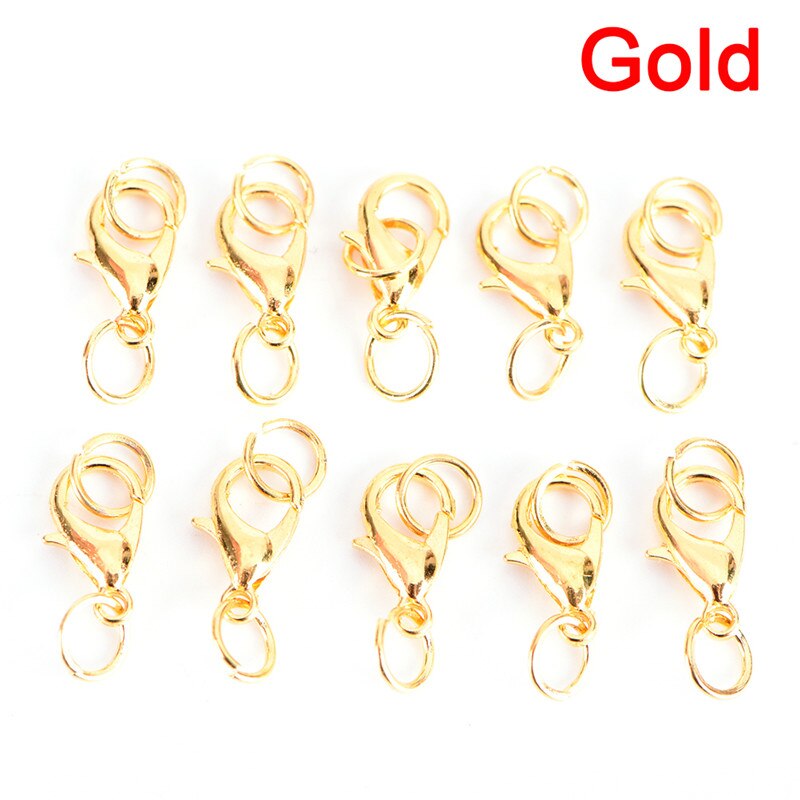 20Pcs Boho Stil Karabinerverschlüsse Jump Ringe Split Ring, Der Haken Perlen Crimp Ende Frühling Halskette Snap Ketten stecker Set: Gold