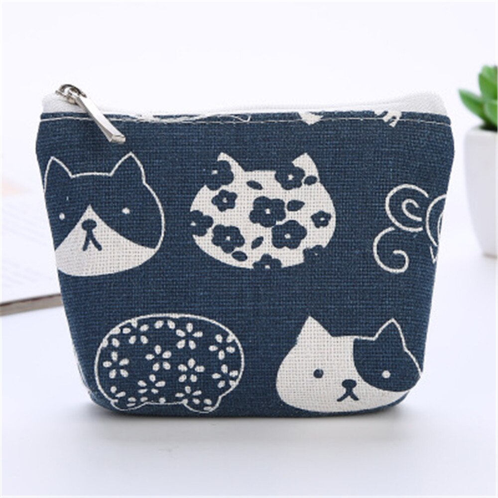 Popular Women Flamingo Cactus Pattern Coin Purse Zip Bag Cute Cartoon Coin Bag Key Case Mini Wallet Canvas Portable Small Bags