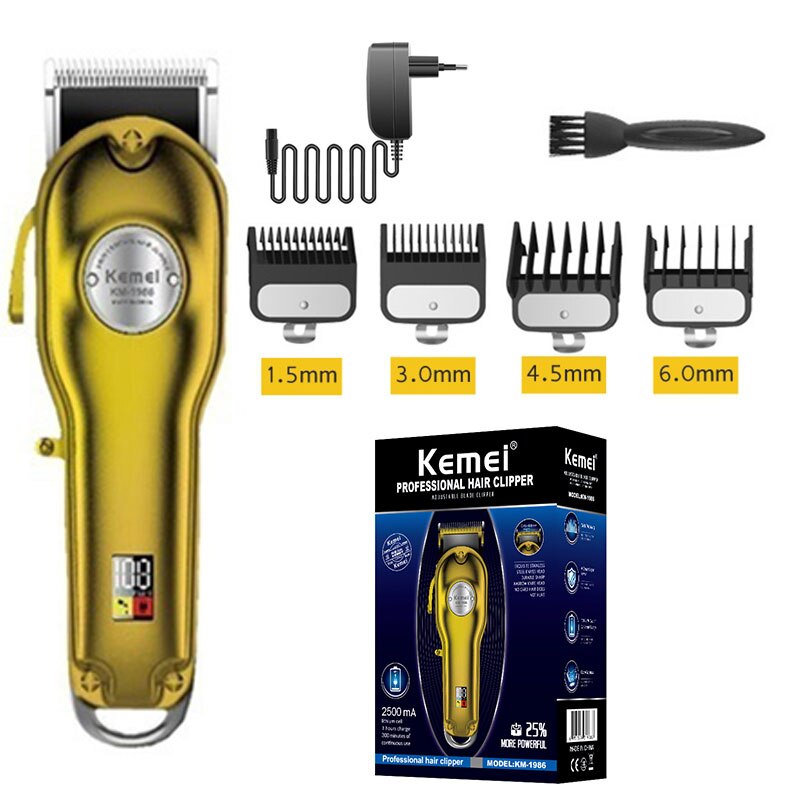 pivot motor hair clipper hair trimmer men all metal electric hair cutting machine barber cord cordless hair cutter: gold with box