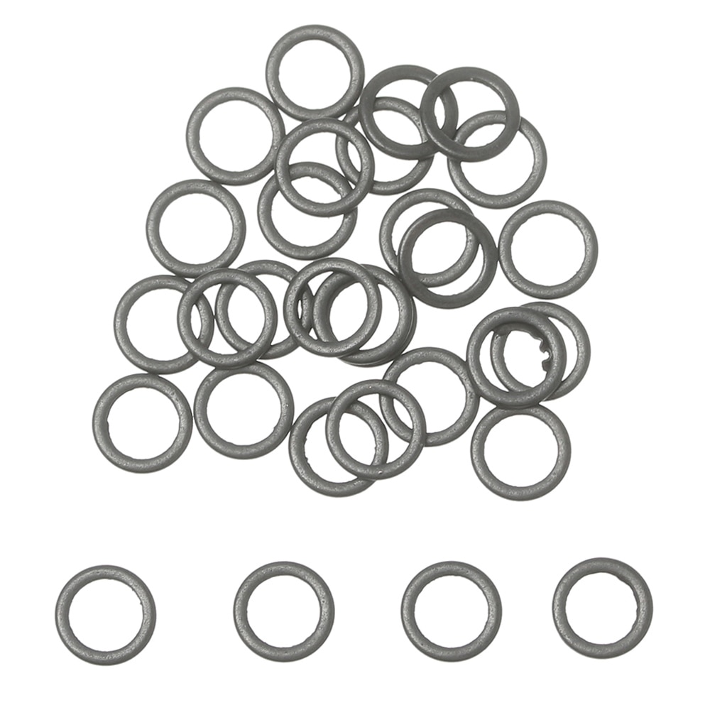 30 stk 2/3.2/3.7/4.4/5.3mm metall flat rund matt svart o ring karpe slitesterk fiskerigg terminal ende takle tippet rigg ring
