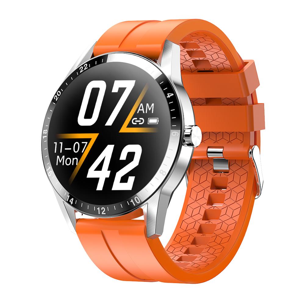 Waterproof Smart Watch Bracelet Heart Rate Monitor Sleep Monitoring GPS Smart Watch Stainless Steel Touch Screen Smart Watch: Orange Silicone