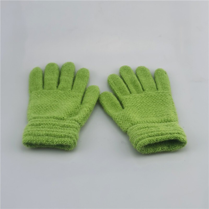 Kids Gloves Baby Girls Boys Winter Warm Solid Knitted Flip Finger Mittens Holodactyly Warm Baby Gloves guantes invierno: Green