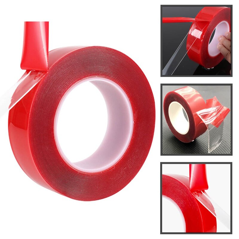 3m Red Double Sided Adhesive Tape High Strength Acrylic Gel Transparent No Traces Sticker for Car Auto Interior Fixed
