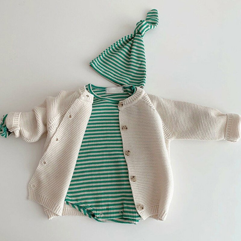 Baby drenge piger cardigan efterårs bomuldstrøje toppe baby børnetøj børn strikket vintertøj 0-2 år spædbarn