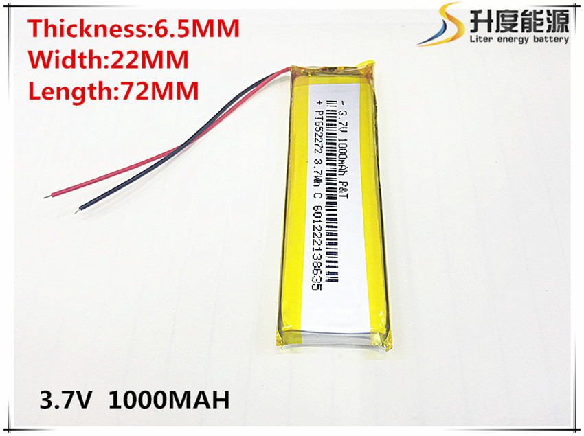 3,7 V 1000mAh 652272 Lithium-Polymer Li-Po li ionen Akku zellen Für Mp3 MP4 MP5 GPS