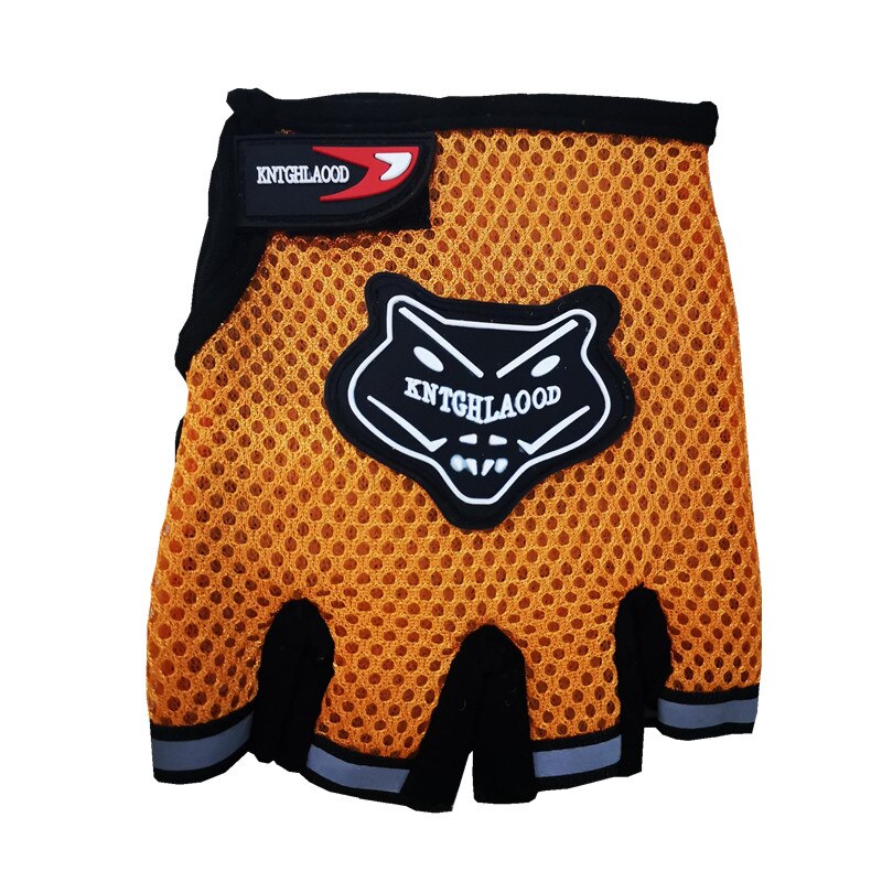 Pudcoco 7-16Y Kids Adults Bike Half Finger Gloves Cycling Mesh Gloves Bicycle Sport Short Gloves 4Colors: Orange Adult