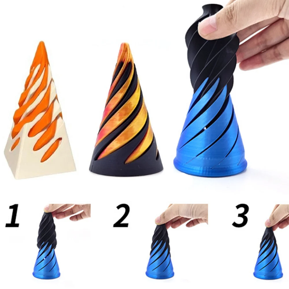 Escultura de paso de pirámide imposible, tornillo de hélice impreso en 3D, juguete antiestrés, cono en espiral, adornos decorativos de descompresión, 2024
