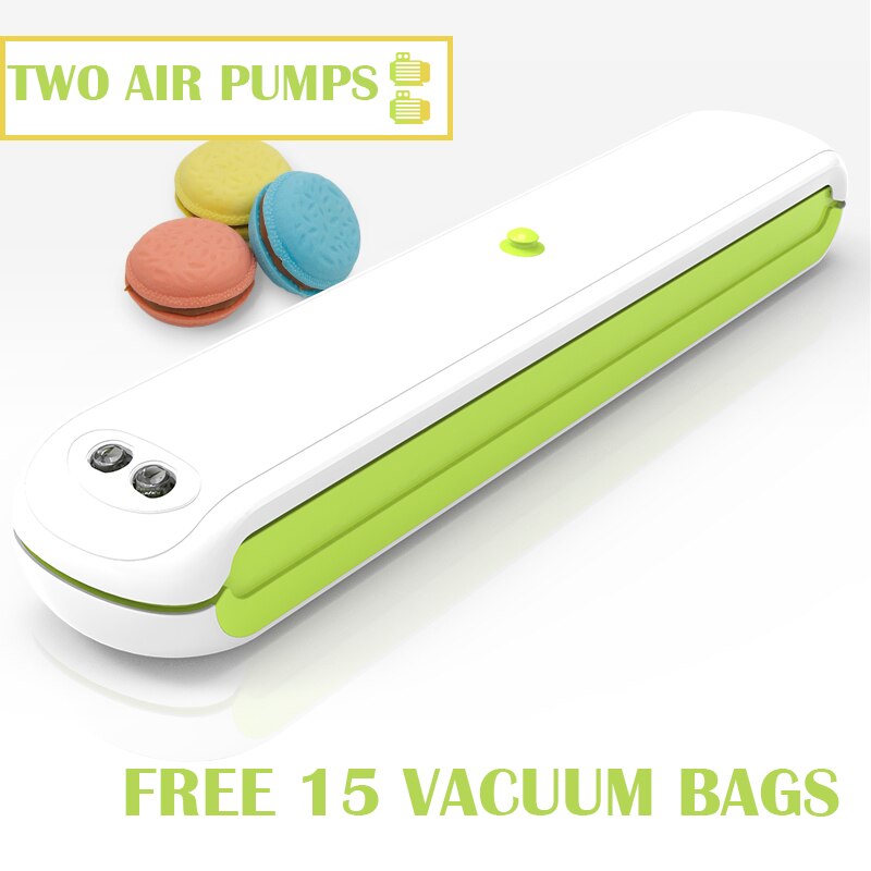 Vacuum Sealer Machine With Food Vacuum Bags Packaging For Vacuum Packer Packing For Vacuum Food Sealer Multiple Colour: GREEN TWO AIR PUMPS / 220V