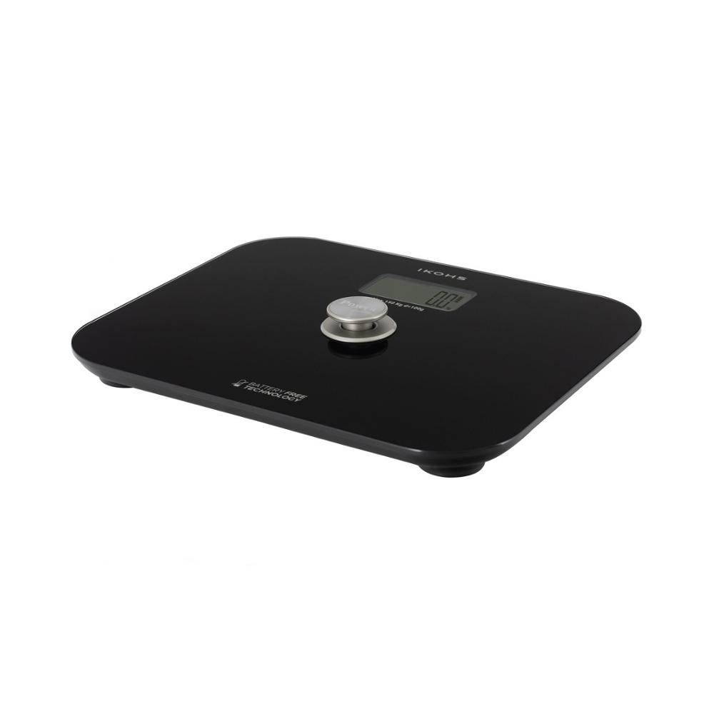 IKOHS Exiges báscula de baño bascula digital peso corporal sin Pilas negro y blanco Peso Max 150KG Garantía 2 Años apagado automático, reinicio automático (a cero) e indicación de sobrecarga