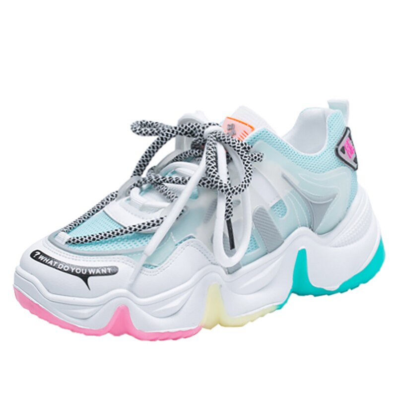 Kosz Femme 2020 platforma Wedge kobiety Sport Tenis buty tęczy grube dno Sneaker kobieta siłownia obuwie Tenis Feminino: Blue / 6