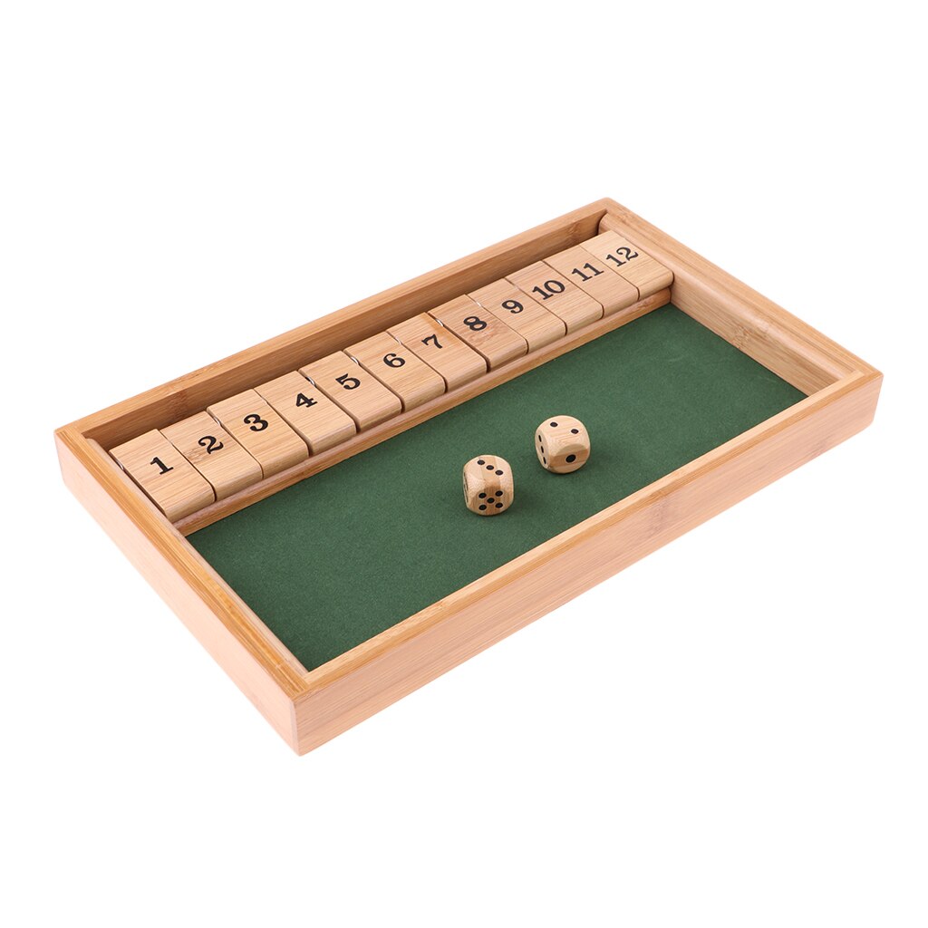 2X Wooden 12 Number Shut The Box Dice Board Game for Kids Adults Funny Leisure