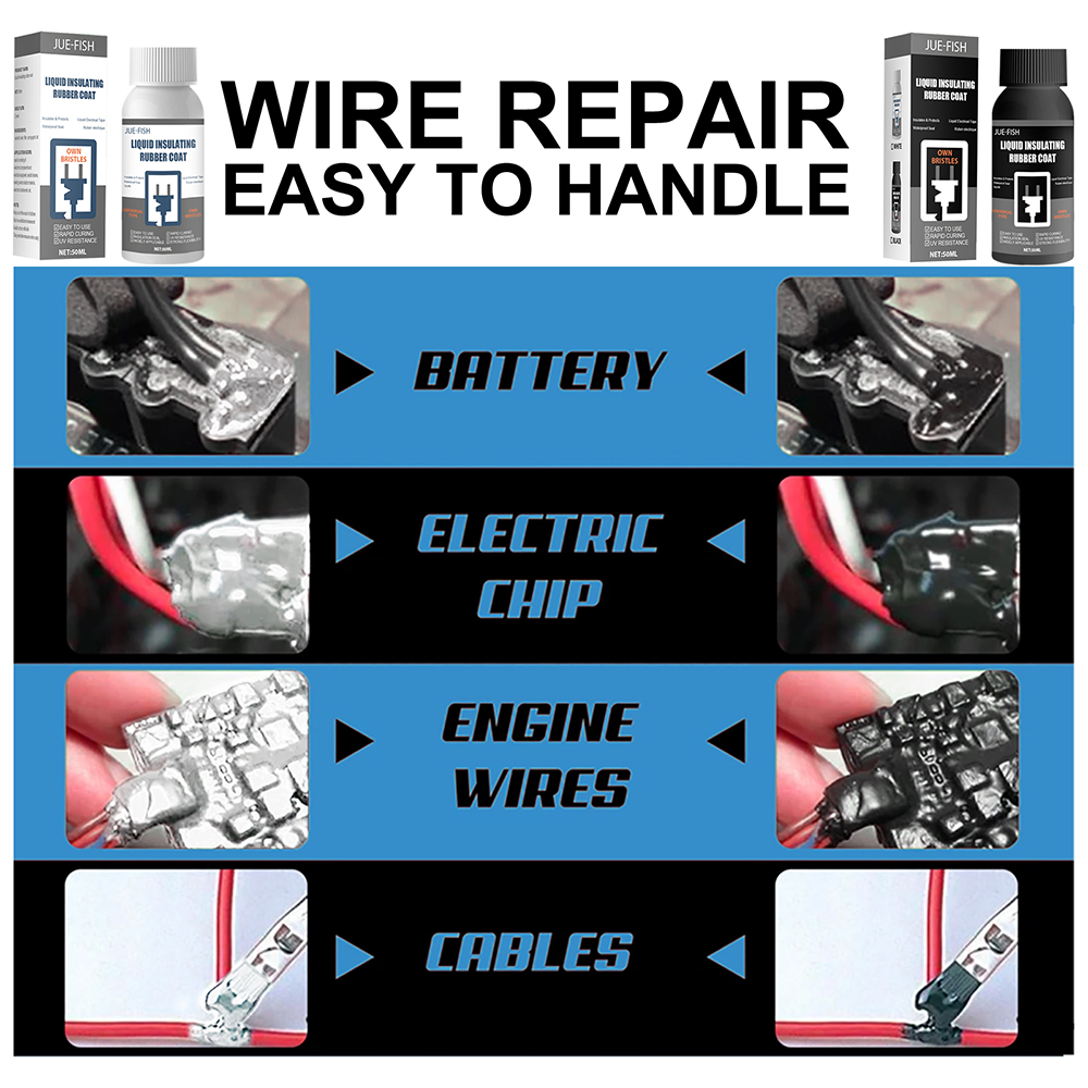 Pegamento de cinta eléctrica líquida, sellado fuerte, revestimiento dieléctrico impermeable, resistente al calor para Cable de datos eléctricos, 50ml, NIN668