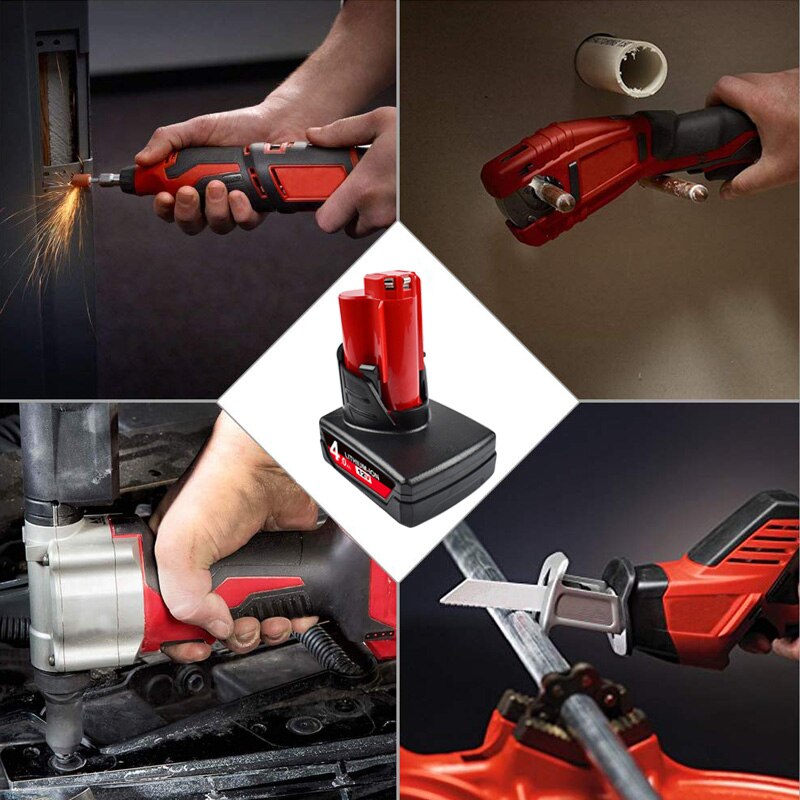 12v 6.0ah milwaukee-yhteensopiva litiumioniakku  m12 xc 48-11-2420 48-11-2450 48-11-2460 48-11-2411 akkutyökalut  l50