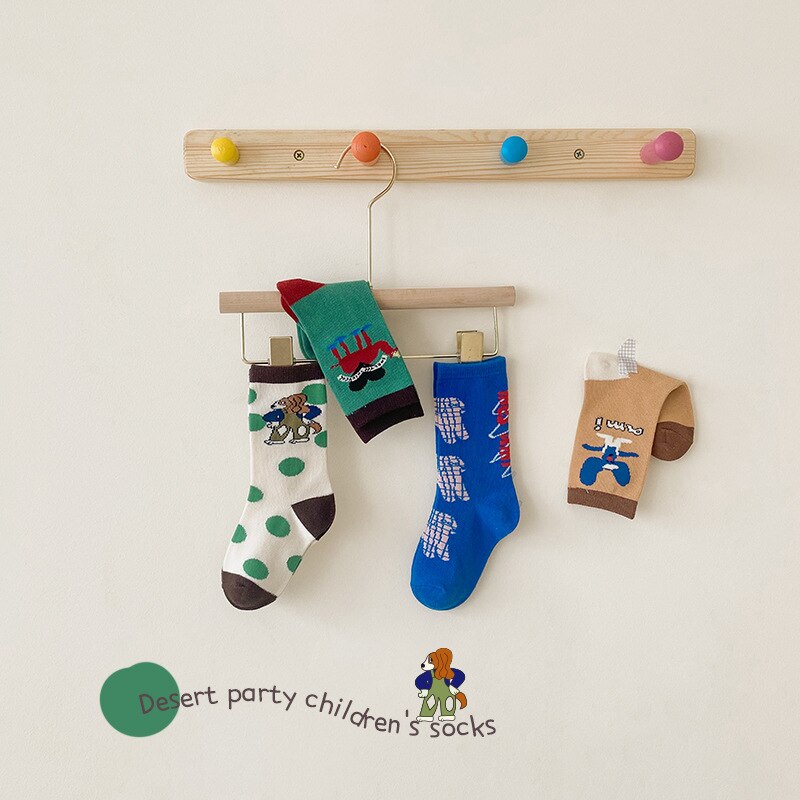 1-8Years Kinderen 4 Pairs Kinderen Sokken Lente Zomer Koreaanse Mode Cartoon Katoen Jongens Meisjes Sport Sokken