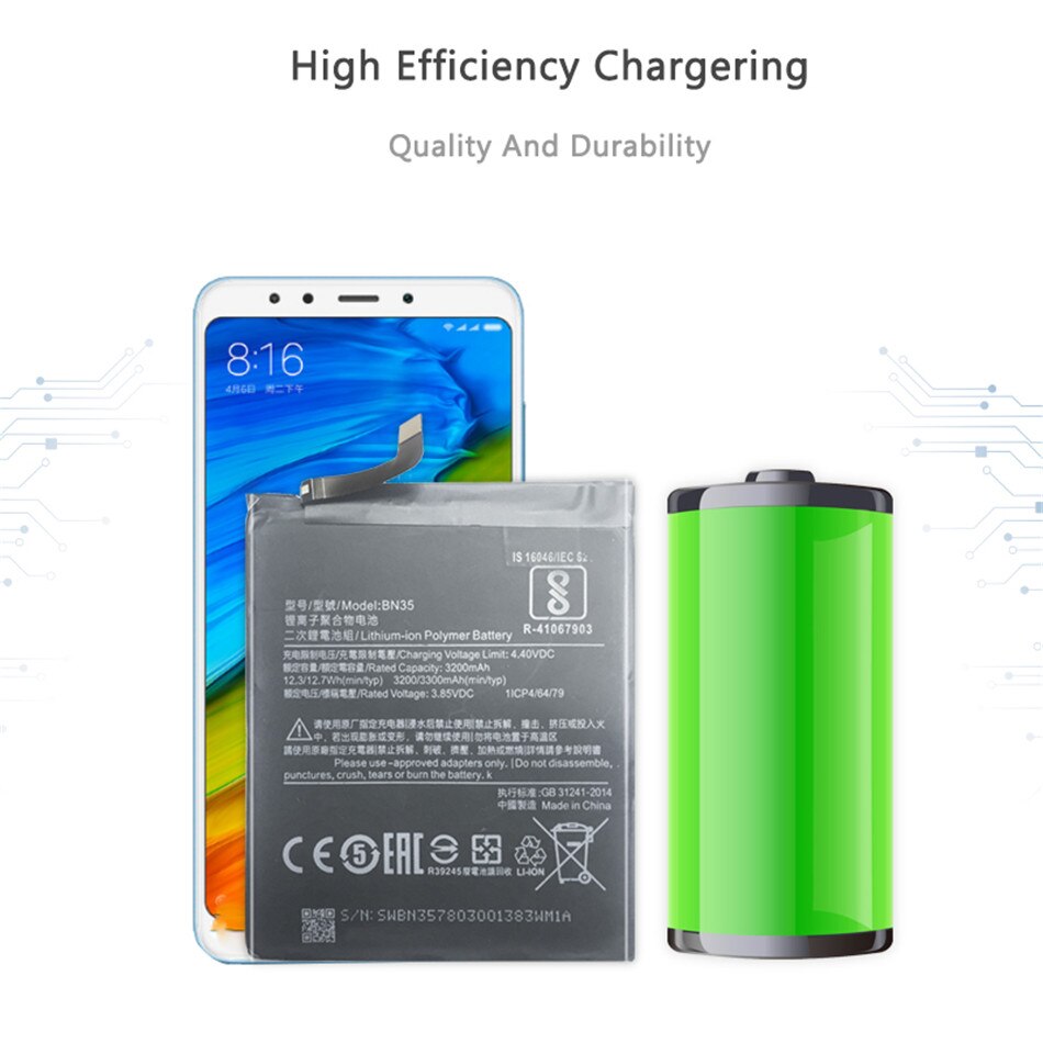 Voor Xiao Mi BN35 Batterij Voor Xiaomi Redmi 5 5.7 "Vervanging Batterij Voor Redmi5 Bn 35 3200 Mah Hoge capaciteit Telefoon Batterij + Gereedschap