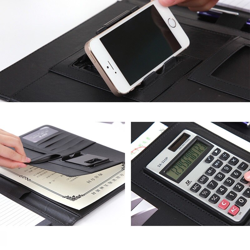 A4 PU leather multifunctional Portfolio office business manager padfolio briefcase bag document file holder