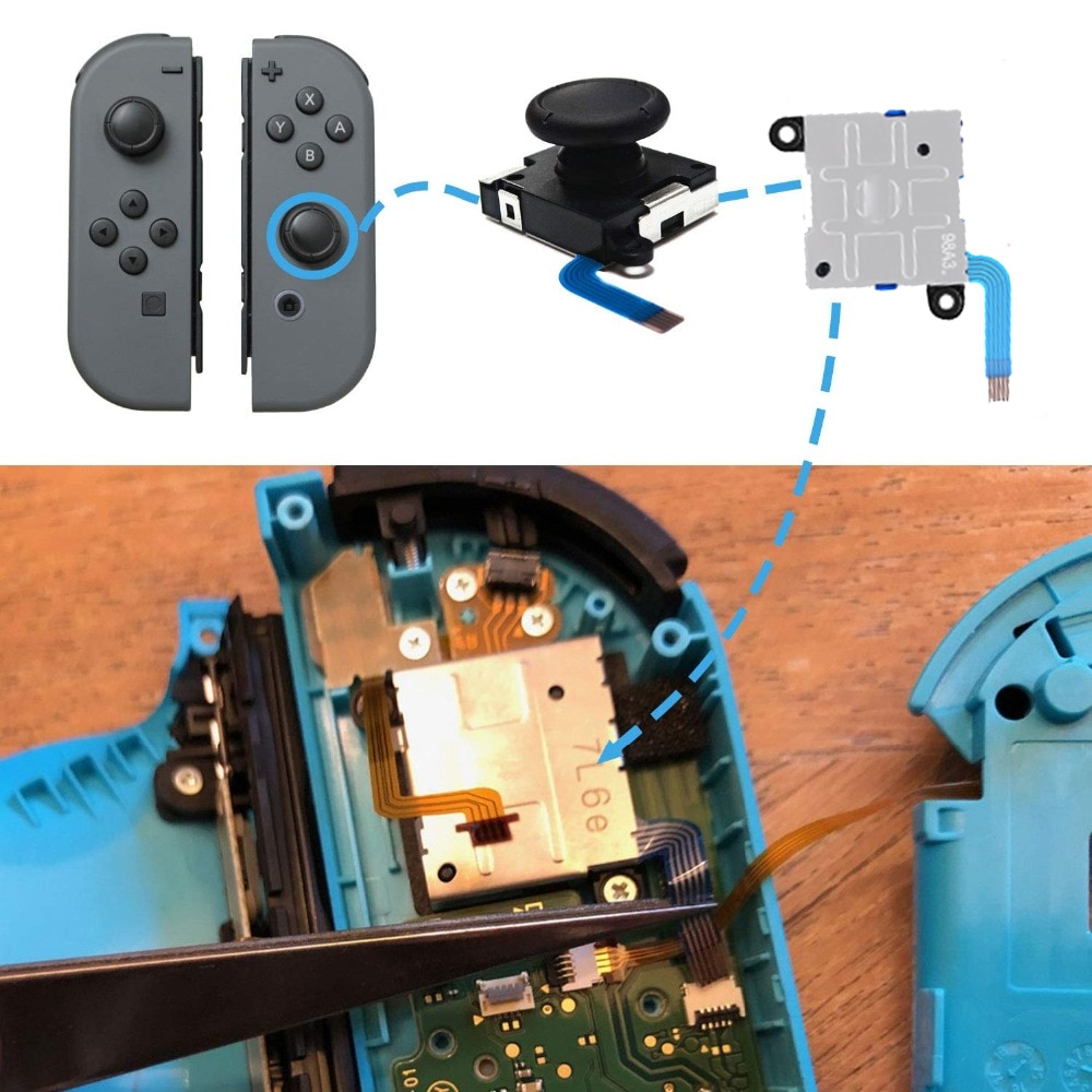 3D Analog Joycon Joystick Thumb Sticks Sensor Replacements Accessories For Nintend Switch Joy Con Controller Housing w/ Tool Kit