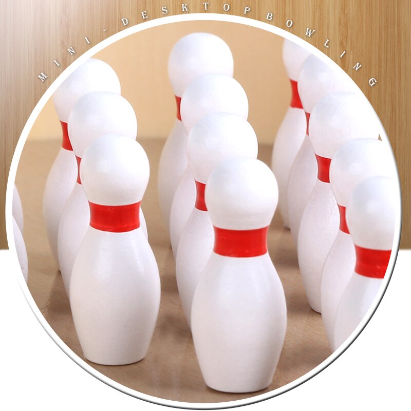 AMTOY Wooden Mini Puzzle Table Top Bowling Toys Indoor Parent Child Games Adult Decompression Toys