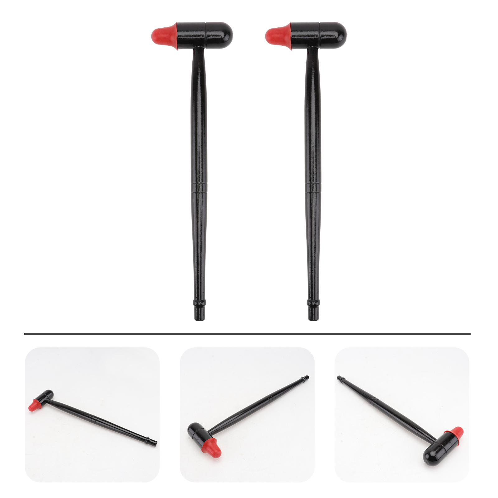 2Pcs Wooden Acupoint Tapping Hammer Practical Waist Back Massager Black: Default Title