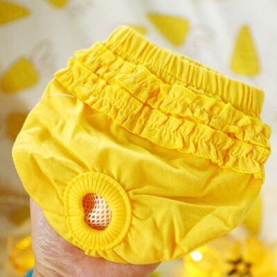 Bomull blomma hund hygien byxor valpar små små djur flicka kvinnlig husdjur katt fysiologiska anti-trakasserier mens shorts: Gul / M