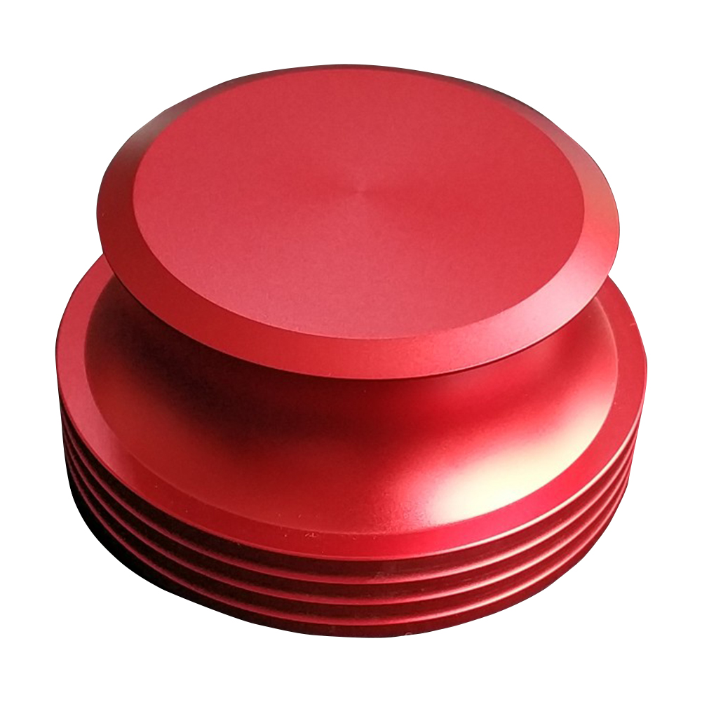 Record Player Disc Stabilizer - Aluminum Portable Turntable Weight Clamp - Vibration Dampening: Red
