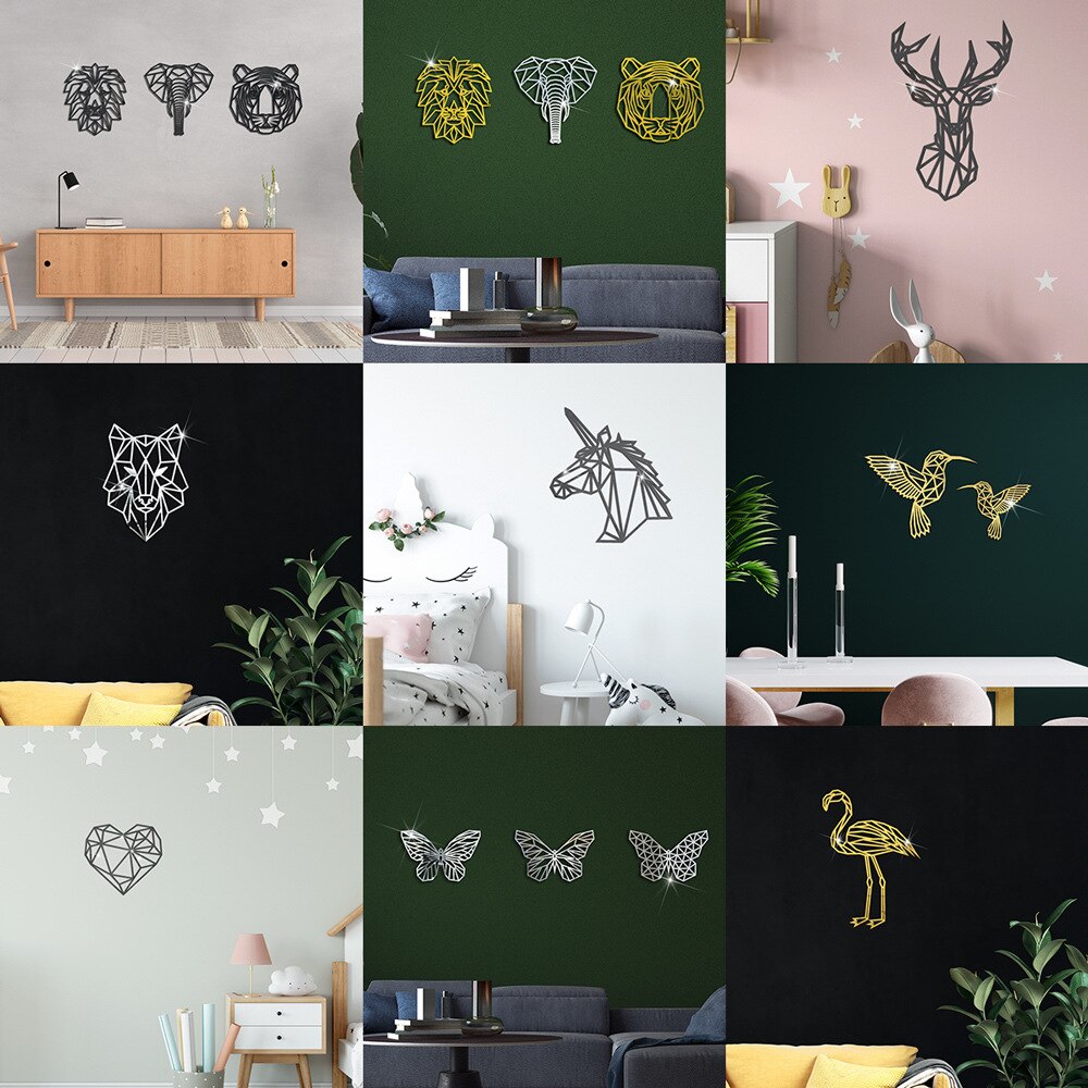 Geometric diamond background wall decoration wall sticker Acrylic self-adhesive golden mirror sticker 3D wall stickers