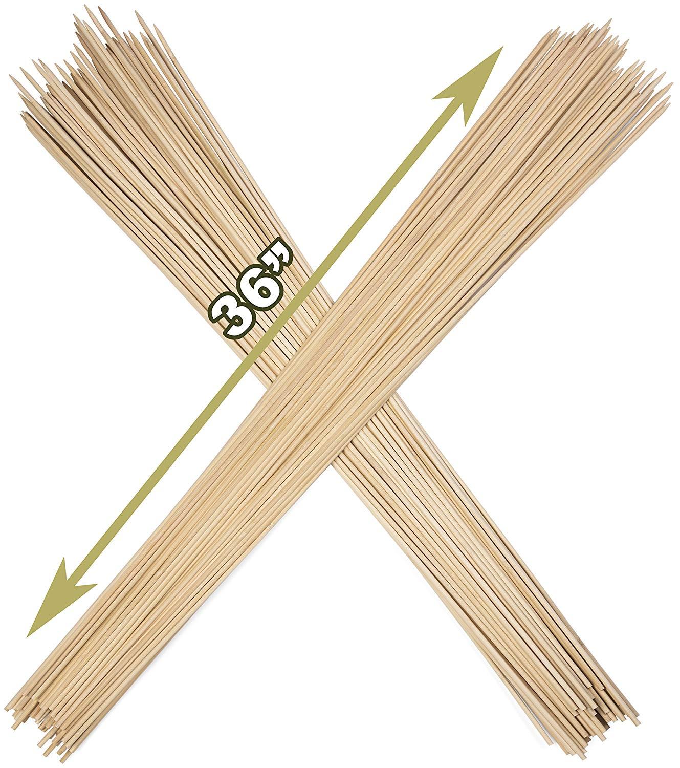 Bâtonnets de torréfaction guimauve 36 pouces 5mm d'épaisseur brochettes en bois Extra longues, 110 pièces. sans danger pour l'environnement 100% biodégradable