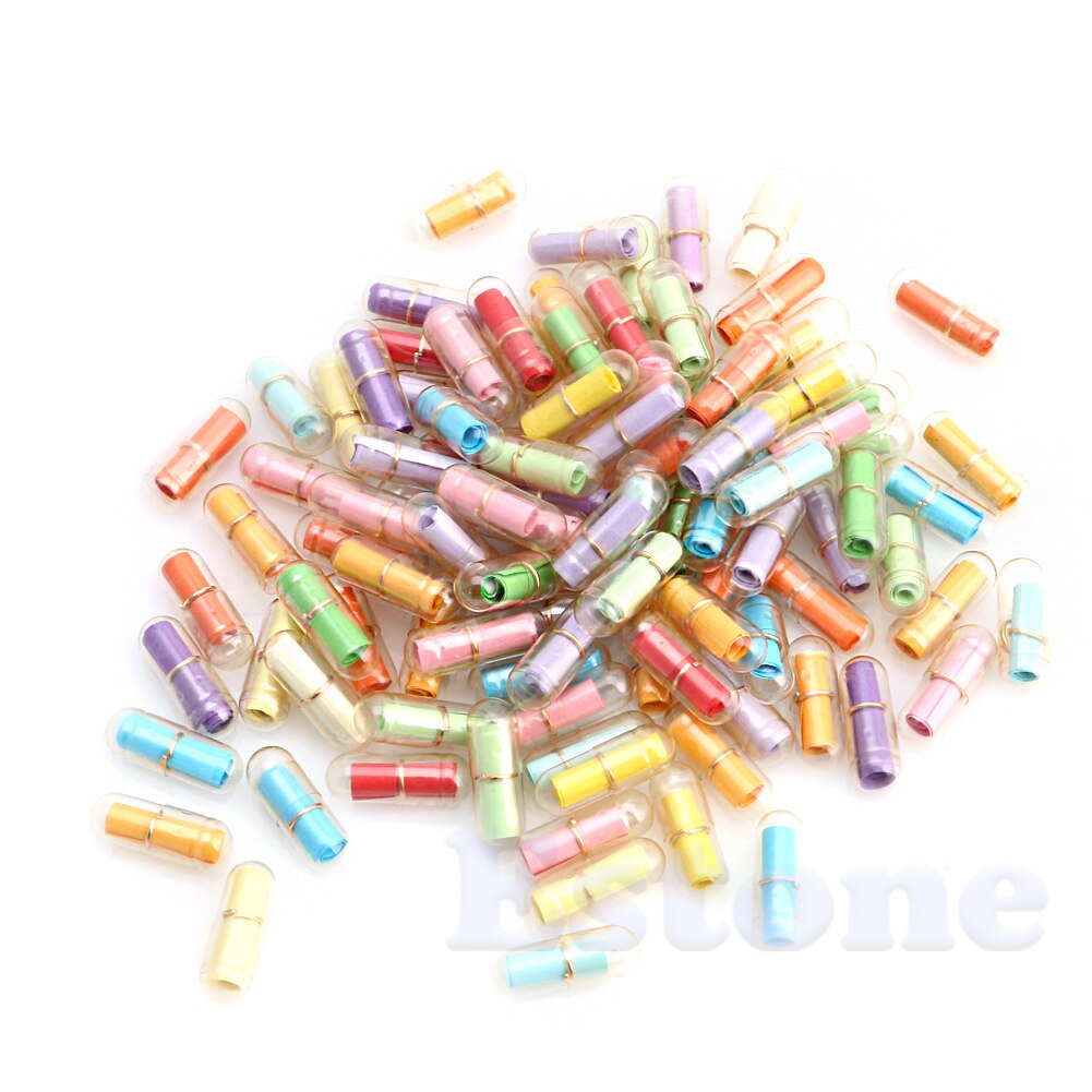 100pcs Message in a Bottle Message Capsule Letter Cute Love Full Clear T8WE