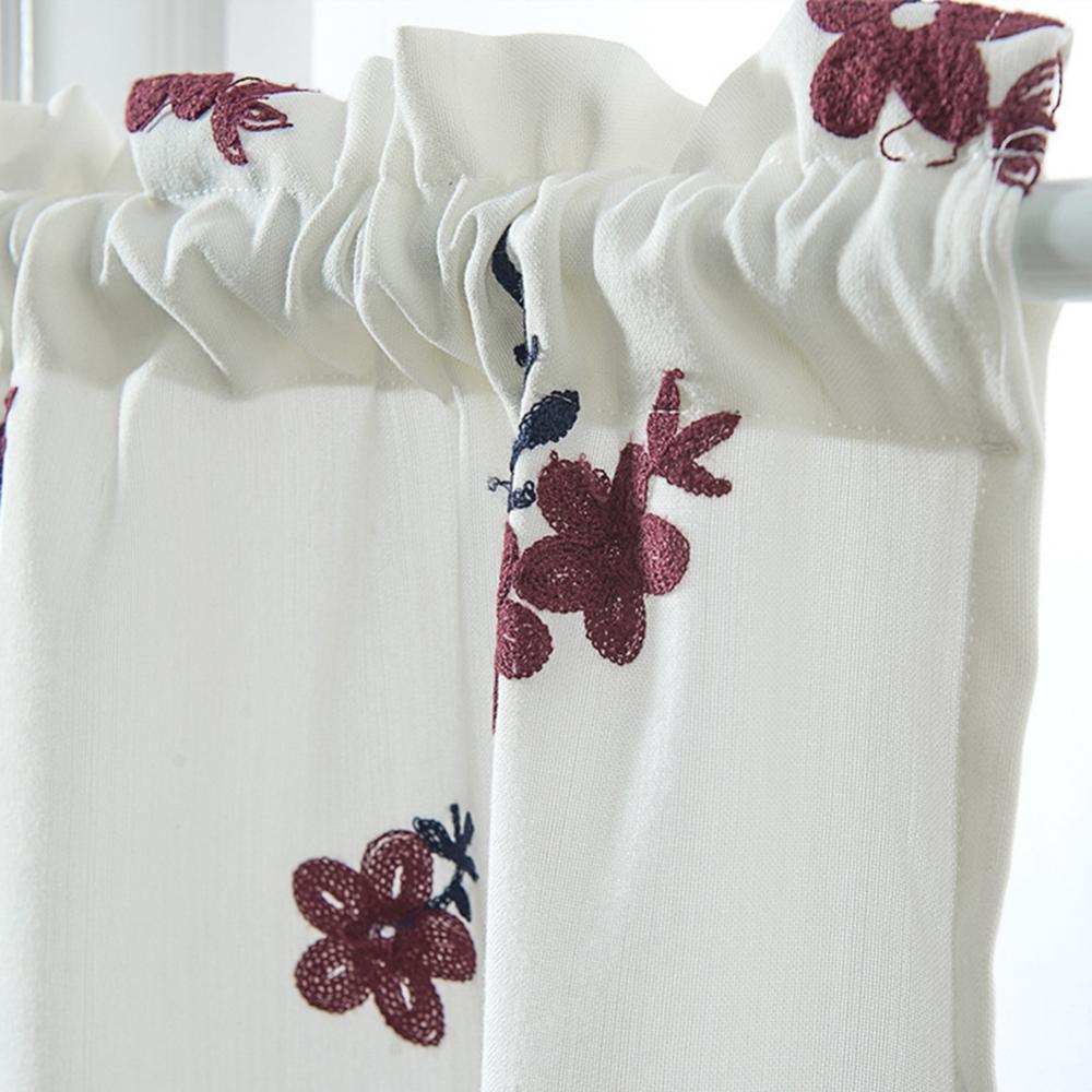 Solid Color Flower Pattern Kitchen Short Curtain Valance Drape Window Home Decor