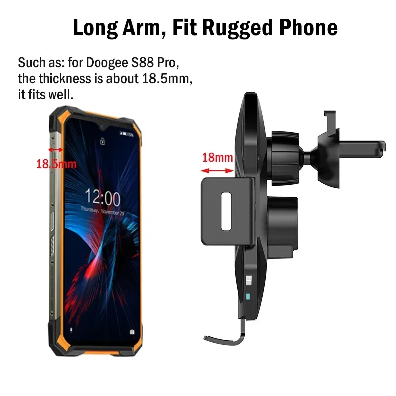 Qi 10W Fast Car Wireless Charger for Doogee S98 S95 S90 S90C S88 S68 S97 Pro V10 V20 BL9000 Automatic Clamping Car Phone Holder