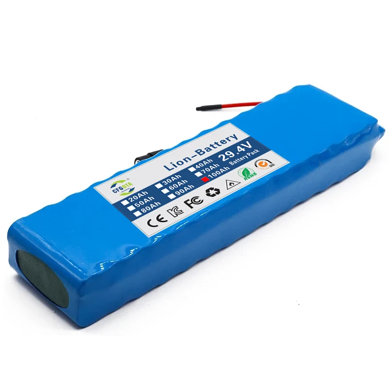 29.4V lithium ion battery pack, 7s3p 29.4V 100000mAh, built-in BMS, suitable for bicycles, motorcycles, electric scooters