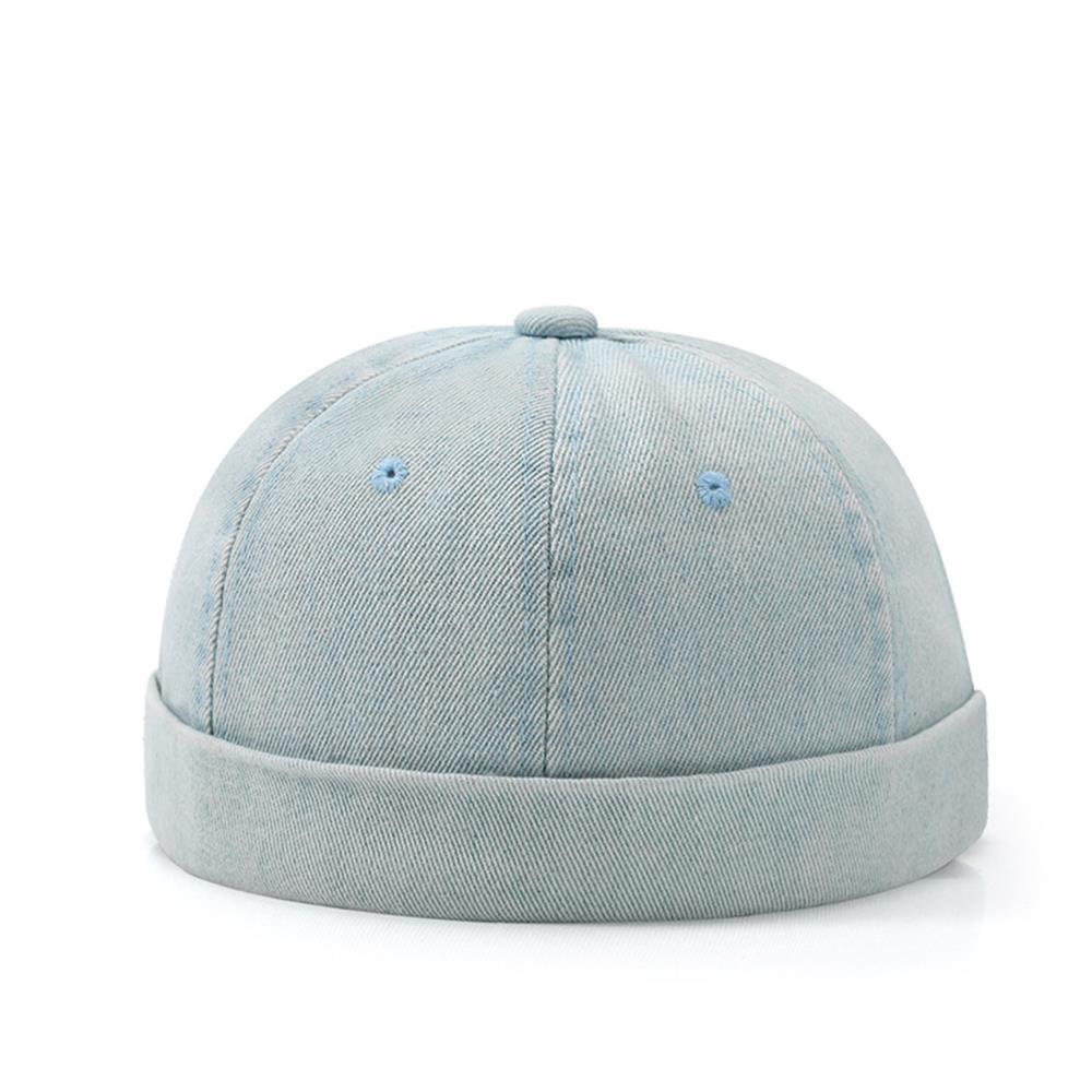 Brimless Skullies Cap Retro Men Adjustable Docker Caps Denim Beanie Hat Hip Hop Hat Vintage Solid Skullcap Unisex Bucket Cap: green