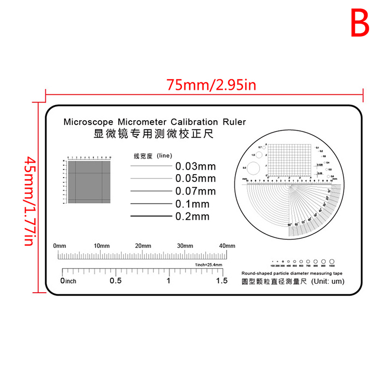 Regla suave, microscopio, micrómetro, calibración, línea deslizante, ancho, herramienta de medición del diámetro de partículas, medidor de punto de película de alta precisión: Plata