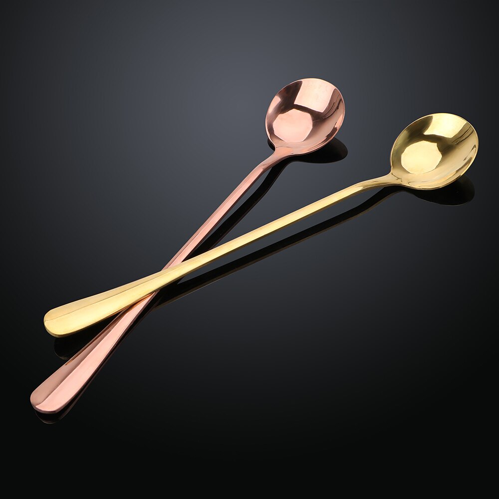 Hilife rund form långhandtag spoontableware sked hem kökice kaffesked 18.5 cm rostfritt stål