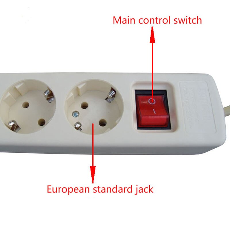 European power strip 4 way extension cord multiple socket with switch
