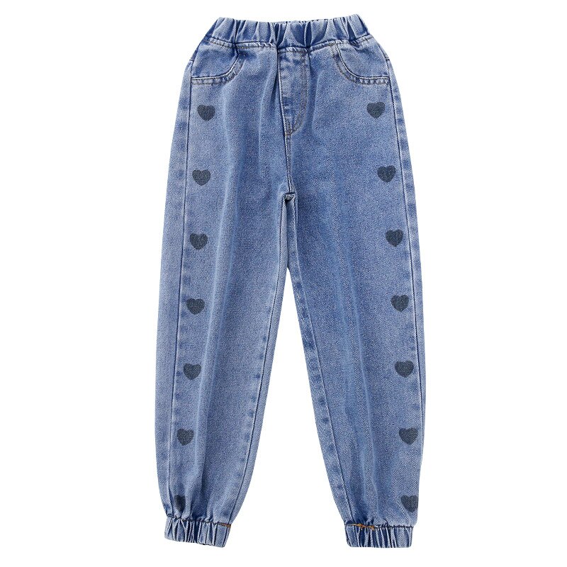 Jean pour filles, pantalon en Denim, motif cœur, décontracté, pour adolescentes de 6, 8, 10, 12 ans, collection printemps-automne