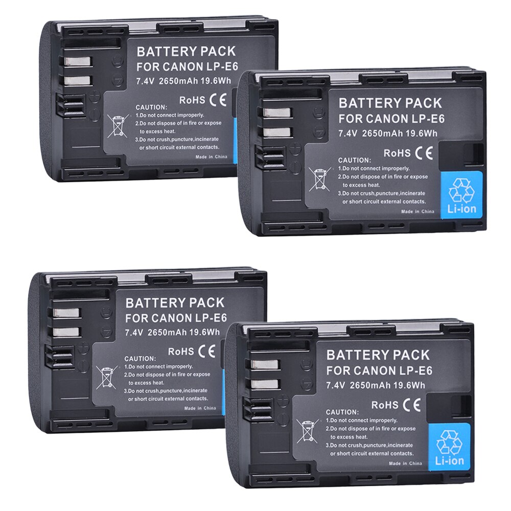 3pc 2650mAh LP-E6 LPE6 LP E6 LP-E6N Li-ion batterie + LCD double chargeur pour Canon EOS 5DS 5D Mark II III 6D 7D 60D 70D 80D: only 4pc battery