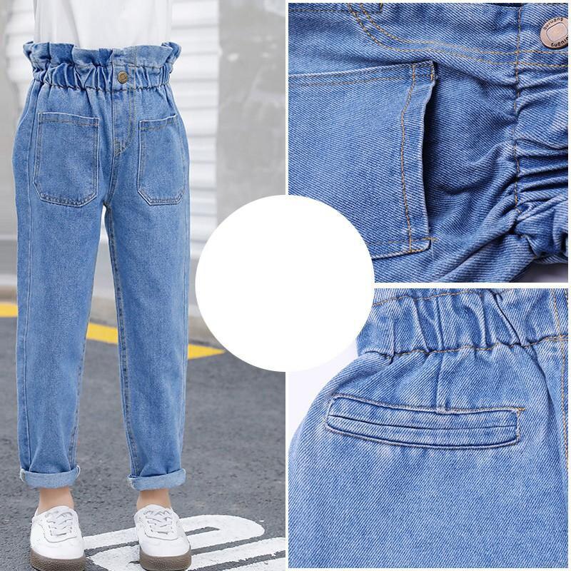 Kids/Korean Jeans For Teens/girls 12 Years Old Children's Jeans Teenage Pants High Waist Elastic Jeans Pants For Teens 9