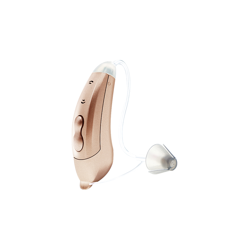 Hörgeräte Mit Bluetooth Mini Audifonos BTE 10 Kanal Telefon APP berühren Kontrolle Programm passend zu Taubheit SF101 Klang Verstärker: Champagner-links