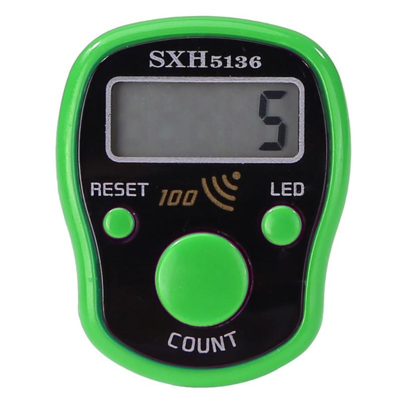 1 stk bærbare led lys lysende ring tæller plast nøjagtig taltæller 3.8*3*1.8cm 0-99999: Grøn