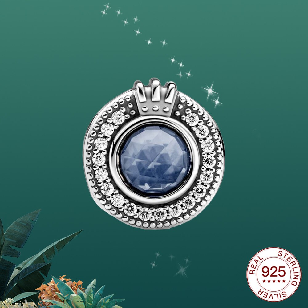 Prata esterlina encantos feminino coroa cintilante cz pingente moda jóias para pulseiras encantos colar feminino original