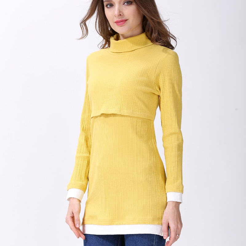 Emotie Moeders Coltrui Moederschap Kleding Verpleging Borstvoeding Tops Kleding Voor Zwangere Vrouwen Lange Mouw Moederschap T-shirts