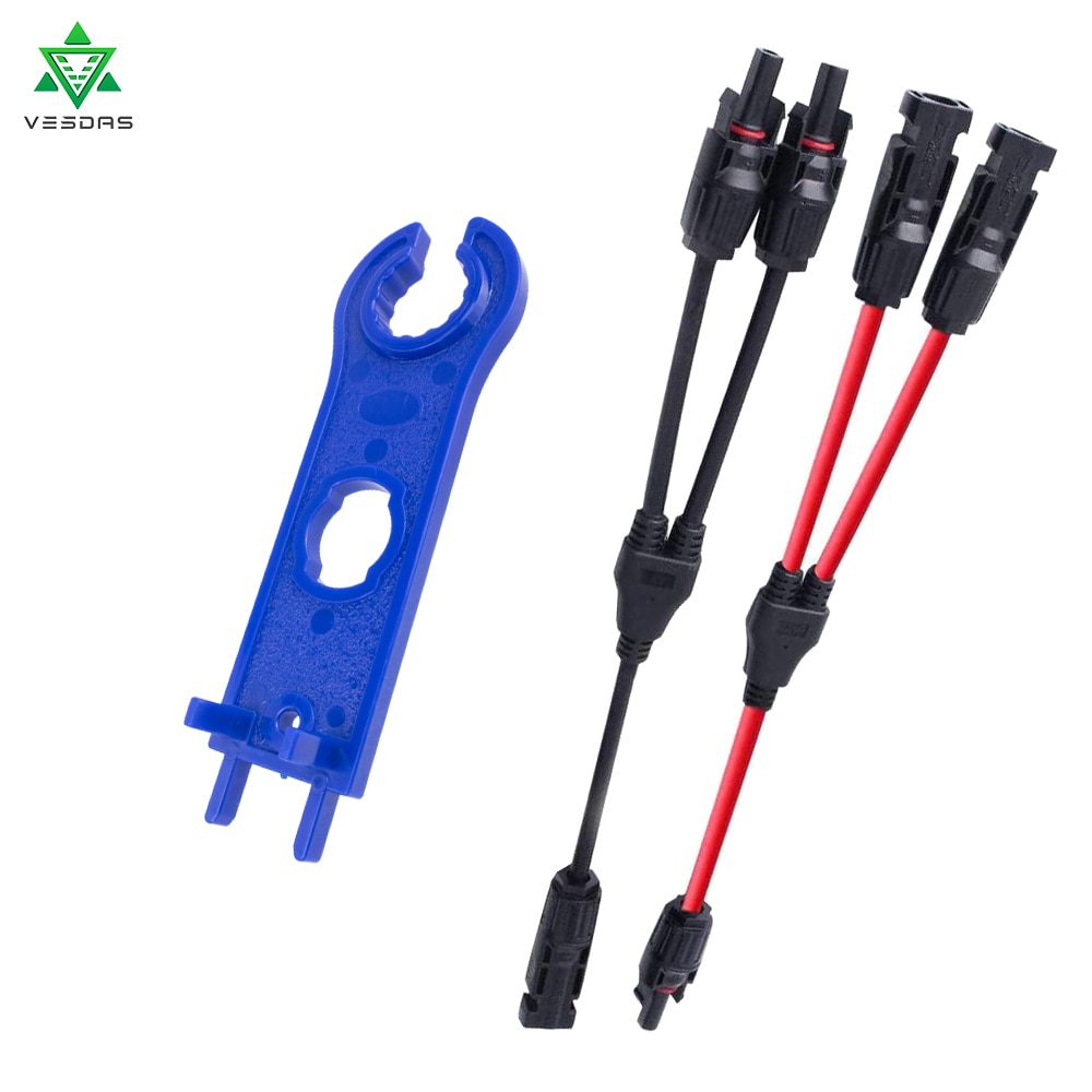 1Pairs Solar Connectors 30A Y Branch Parallel Adapter Cable 1 to 2 Solar Panel Connectors Solar Cable Connectors Wire Plug Tool