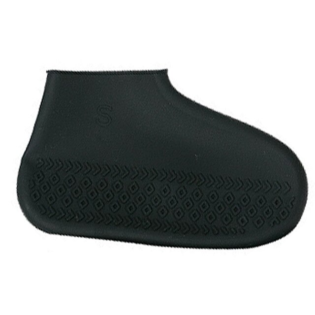 Silicone Kids Rainproof Rain Cover For Shoes Girl Men Waterproof Shoes Cover Unisex Non-slip Women Washable Boots Outdoor: Black / L