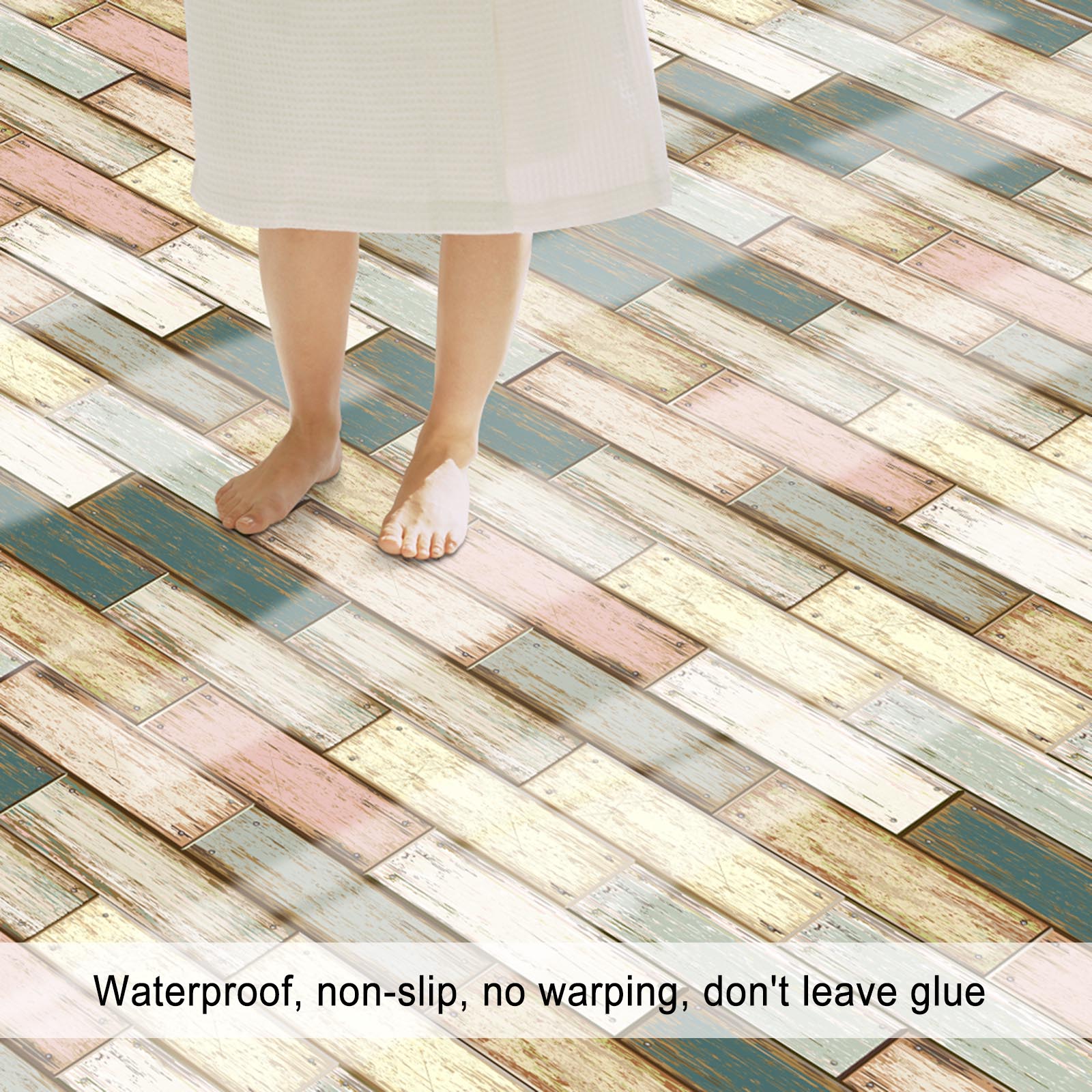 Tile Stickers 2x50m Bathroom Kitchen Wood Grain Wall Stick Waterproof Self Adhesive Removable DIY Paste Wall Decals Home Decor