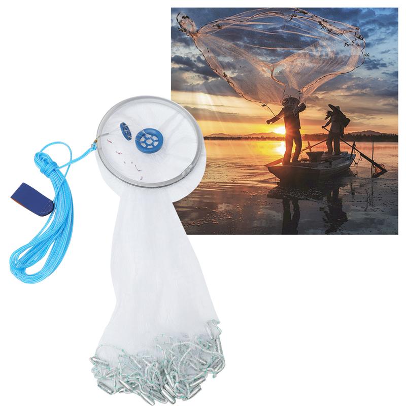 3.6M Bait Cast Mesh Trap Net Portable Fishing Landing Net Shrimp Cage for Fish Lobster Prawn Minnow Crayfish Crab